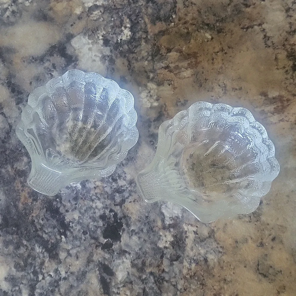 Glass Shell Trinket Dish Pair of Two